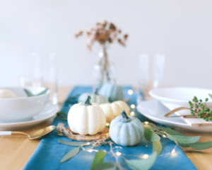 White and blue Thanksgiving Table