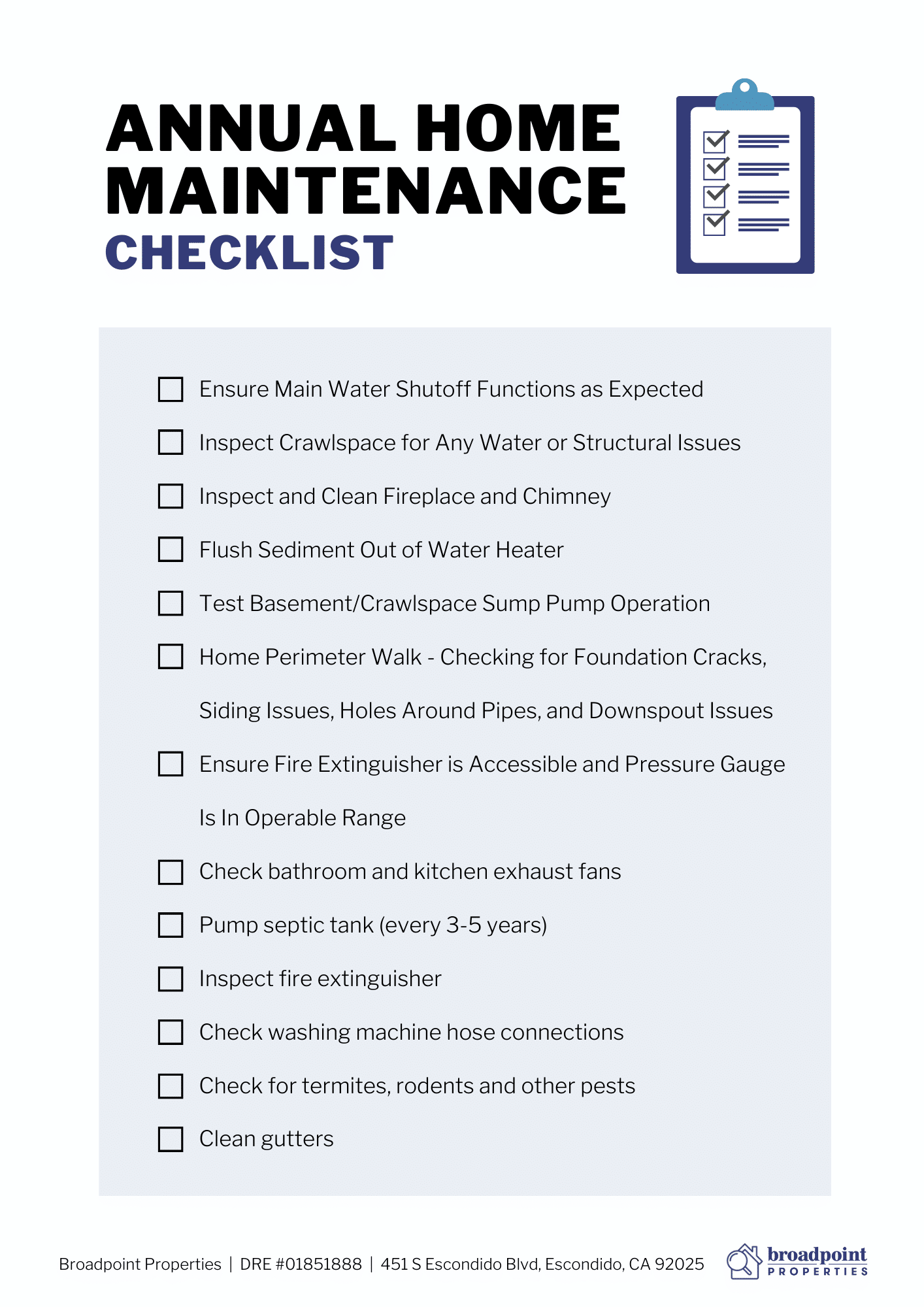 Annual Home Maintenance Checklist
