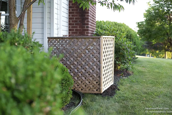 HVAC covered with lattice screen