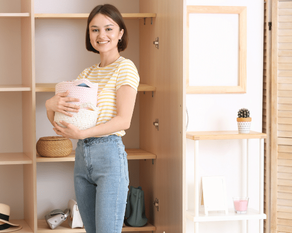 woman organizing the house