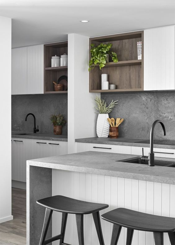 Gray concrete kitchen