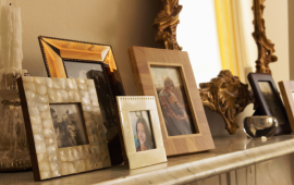 pictures of family on a mantle