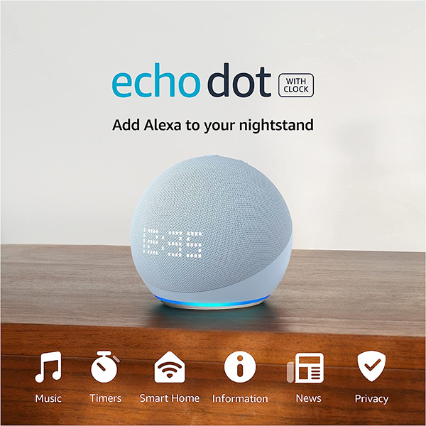 Amazon Echo Dot (5th Gen) with clock