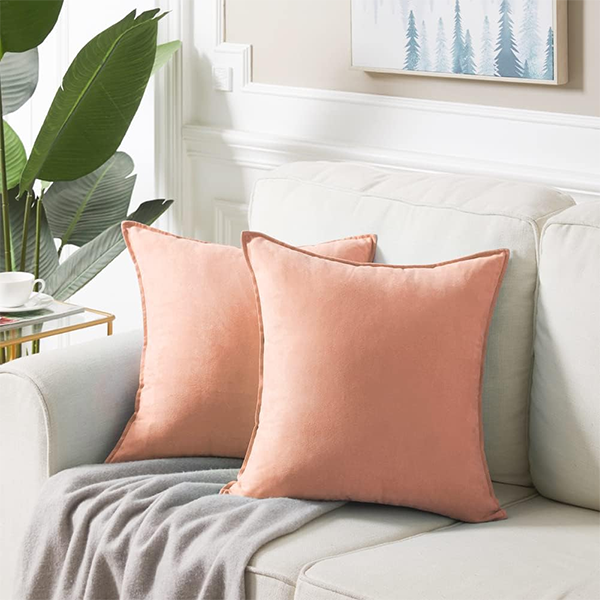 Peach Fuzz+ Muted Grays Throw Pillow