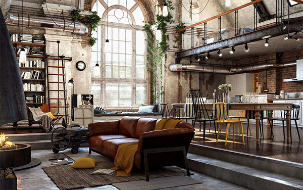 Loft with Industrial Style Interior