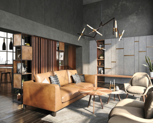 industrial style living room interior