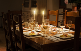 romantic dining staged home setup