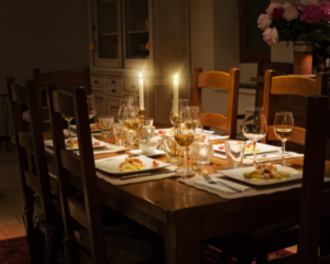 romantic dining staged home setup