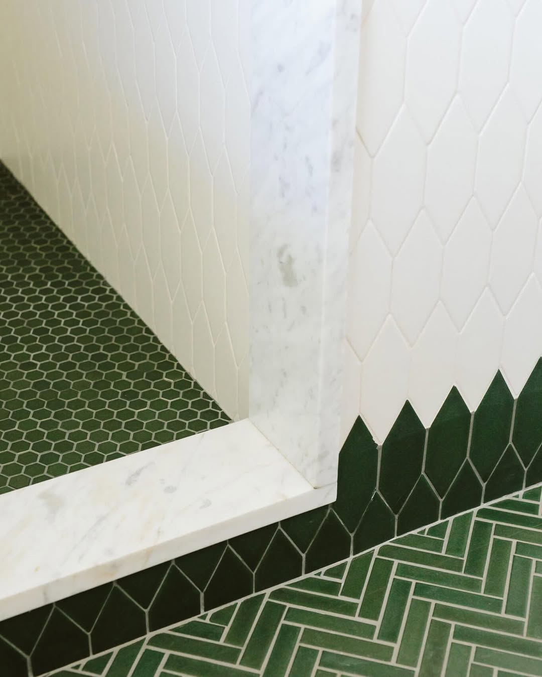 Mix and matched bathroom tiles