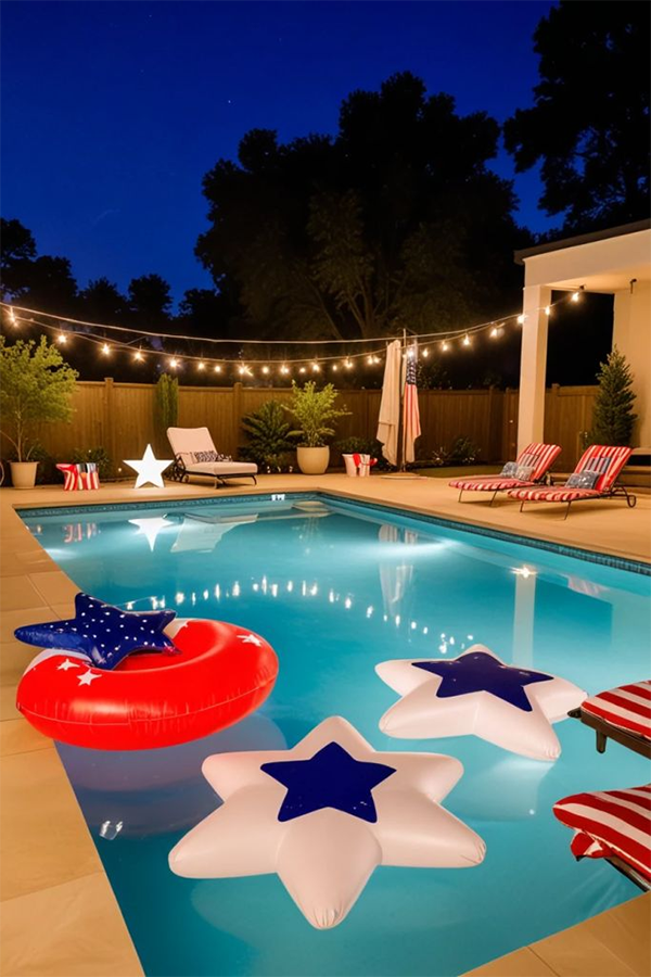 Night Swimming 4th of July Themed pool party