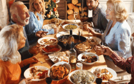 family having a thanksgiving dinner