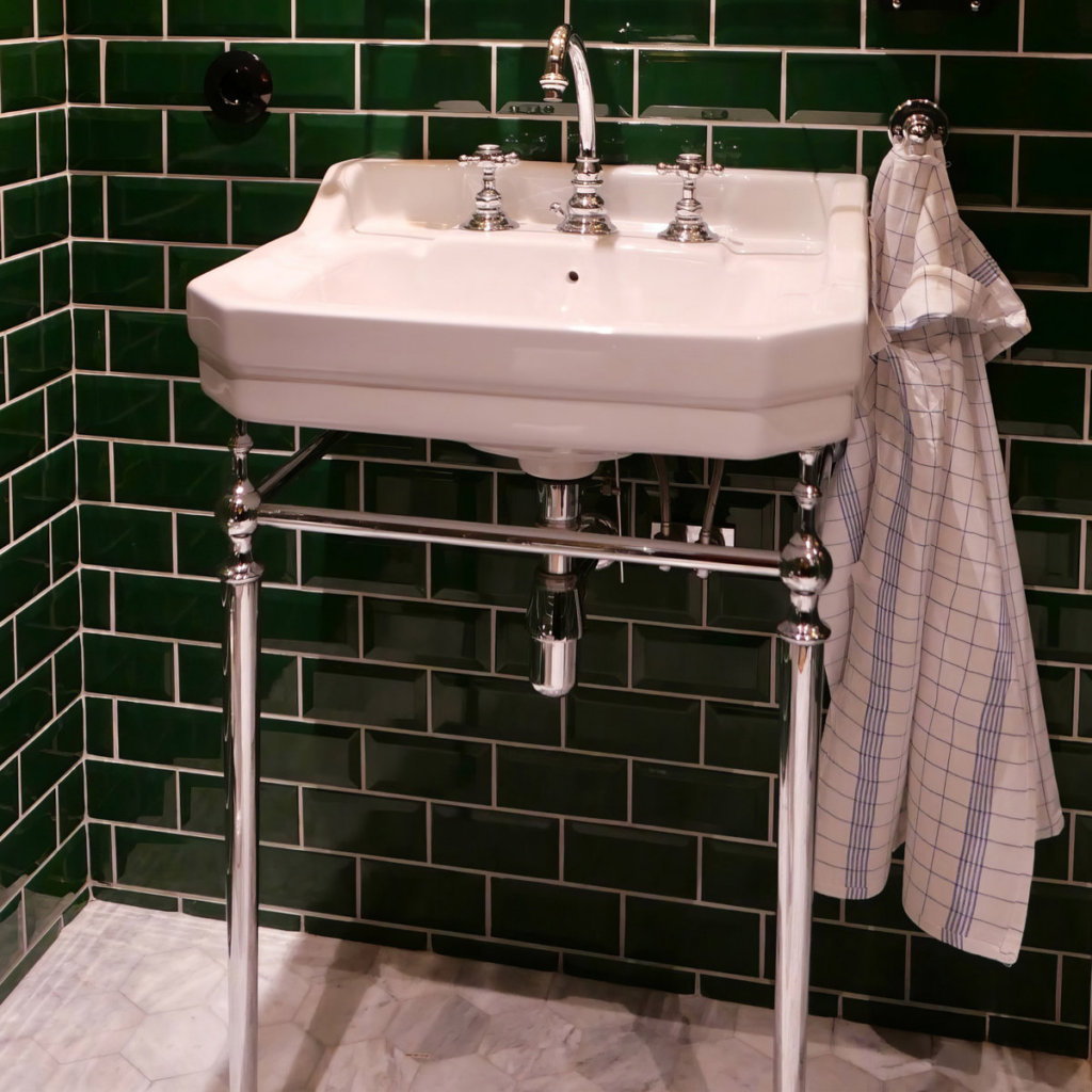 chrome towel bar legs sink